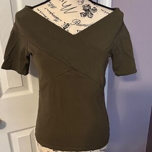 Elegant Olive Short Sleeve Women's Top